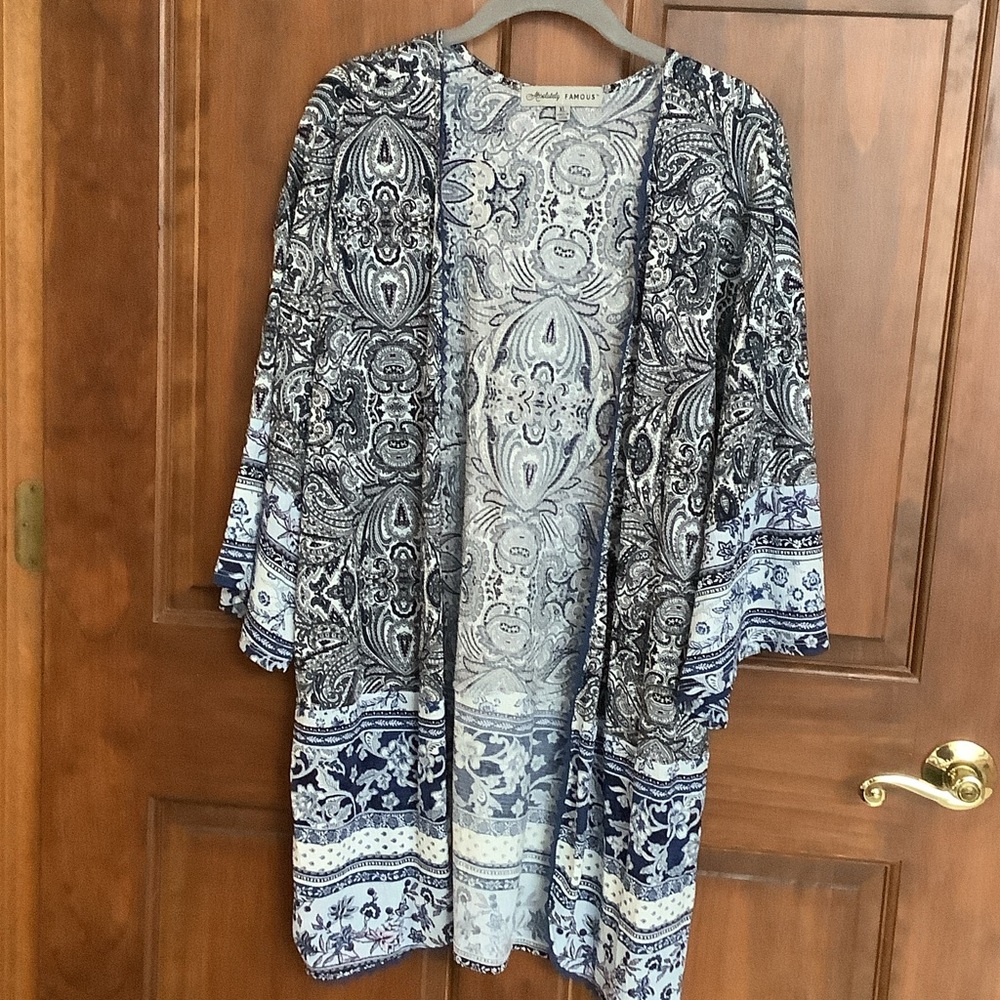 Absolutely Famous Blue and White Paisley Kimono